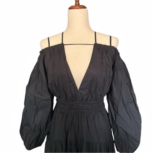 Ulla Johnson Tahlia Black Midi Dress Size 0 Pockets Side Zip - Picture 7 of 14